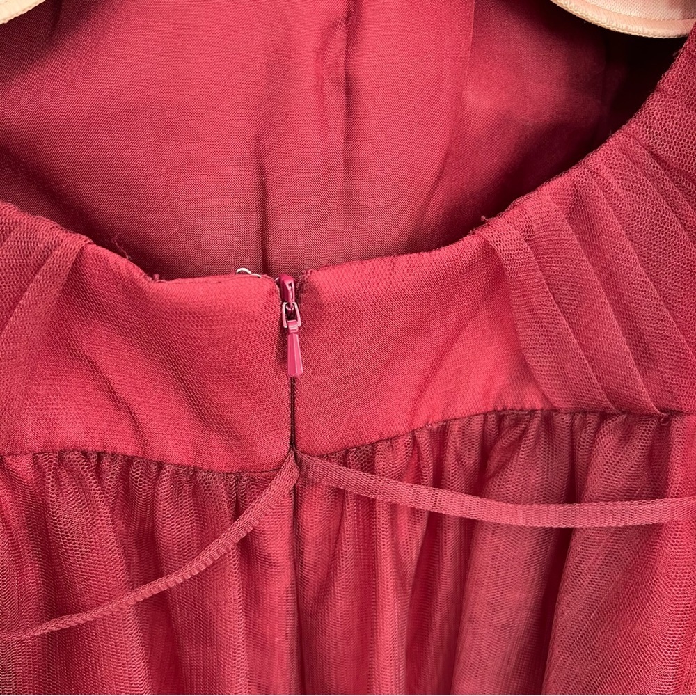 Anthropologie BHLDN Camden Dress Burgundy Red  Sweetheart Tulle Dress Bodice 14 - Picture 12 of 16